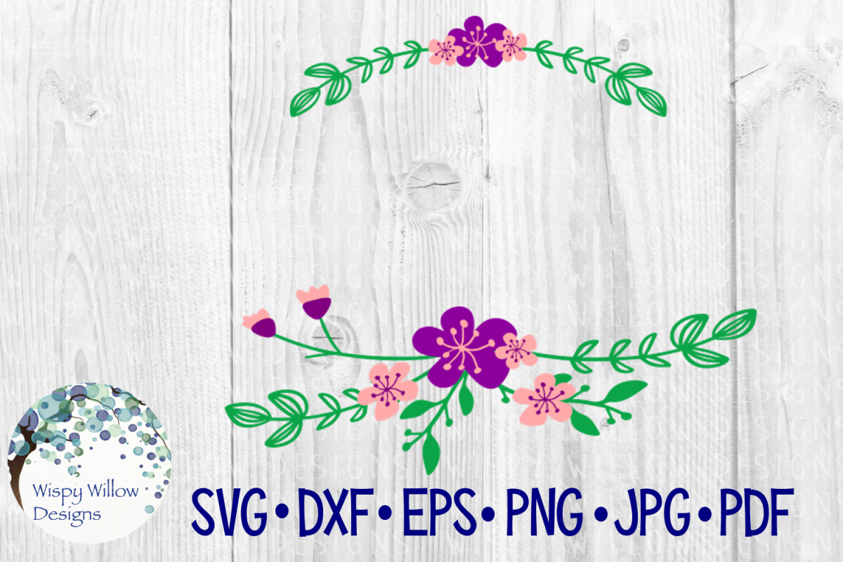 Download Flowers and Leaf Border | Floral Name Frame SVG Cut File ...