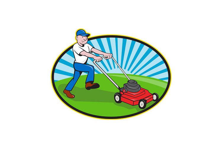 Lawn Mower Man Gardener Cartoon example image 1