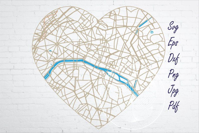 Paris France city road map svg, eps, dxf, png, jpg example image 1