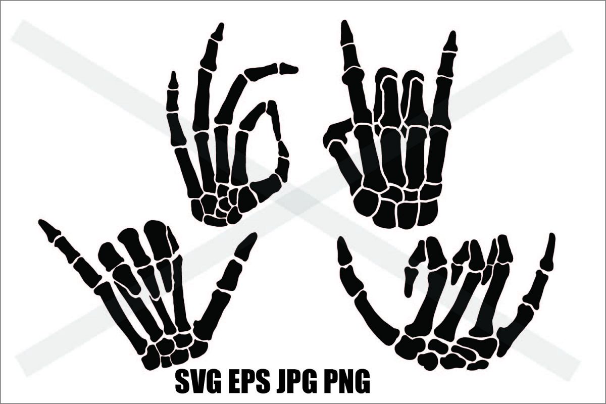 Download Skeleton Hand Silhouette- SVG-EPS-JPG-PNG (403108 ...