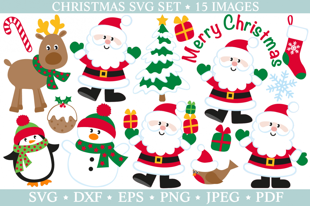 Christmas svg files SVG DXF PNG JPEG EPS Santa cutting files example image 1
