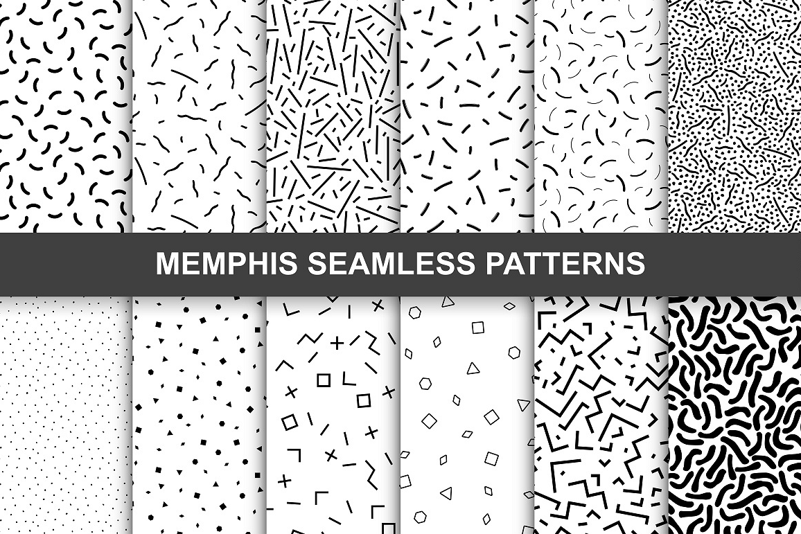 Memphis seamless patterns. Swatches. example image 1
