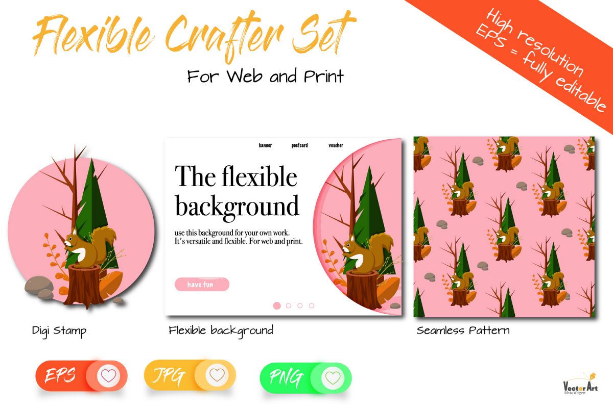 Crafter Set - DigiStamp - Seamless Pattern - Background example image 1