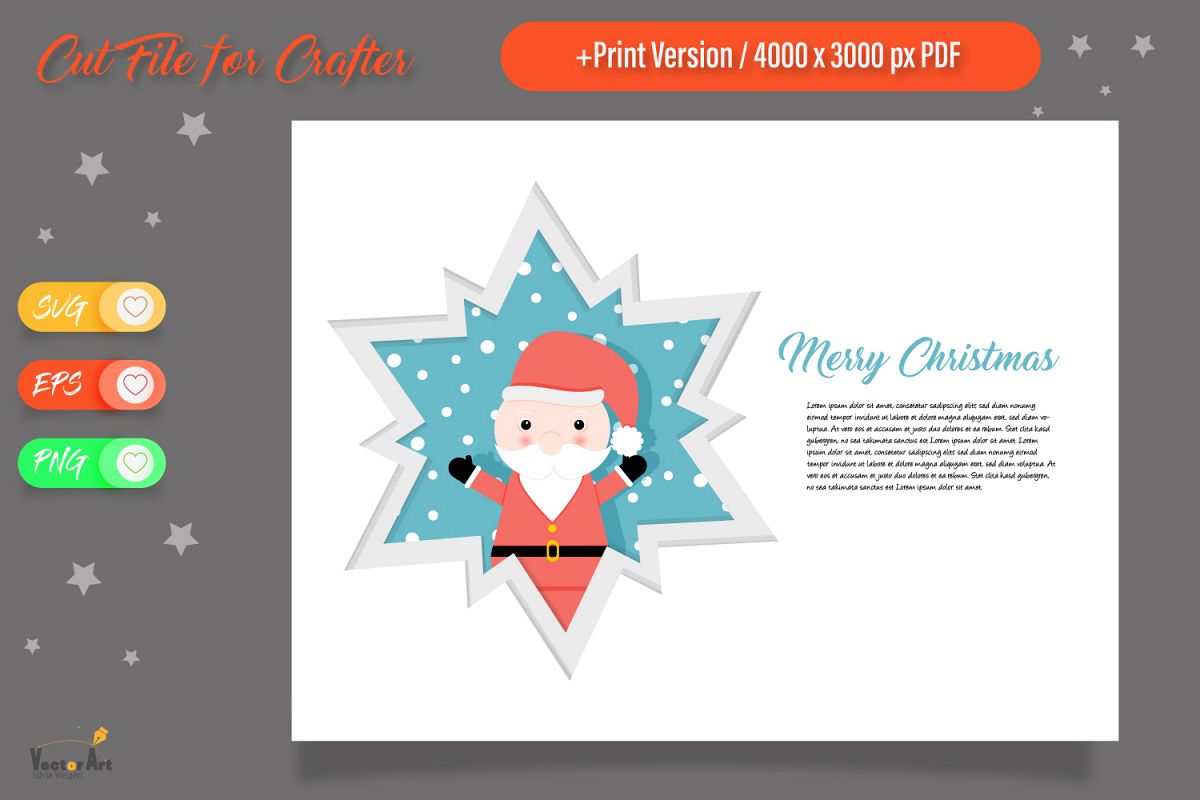 Download Christmas Star Paper Cut Santa Claus