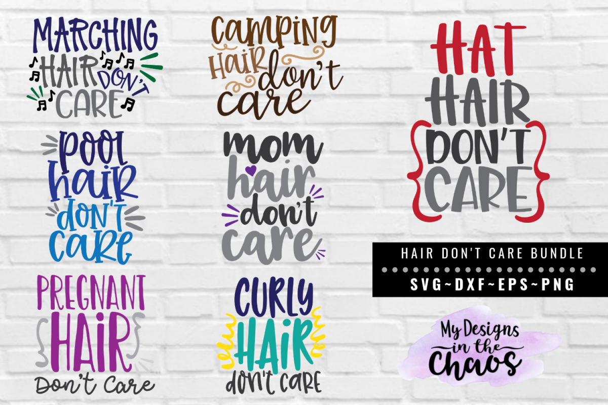 Hair Don't Care Bundle of 7 SVG EPS DXF PNG example image 1