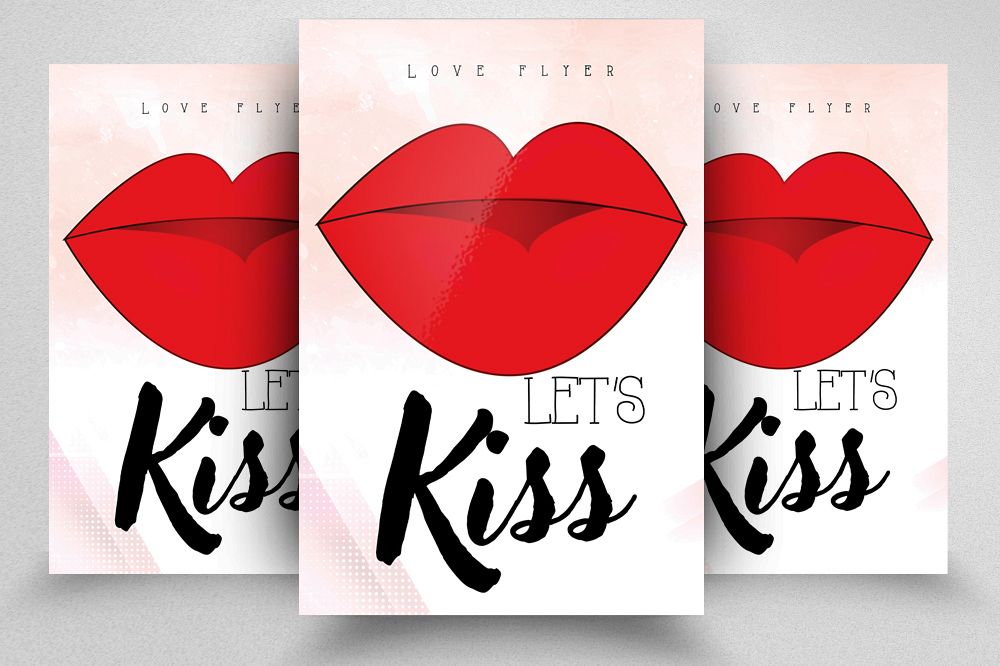 Valentine Love Kiss Flyer Template example image 1