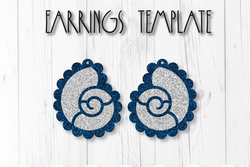 Shell earrings template SVG, DIY earrings template example image 1