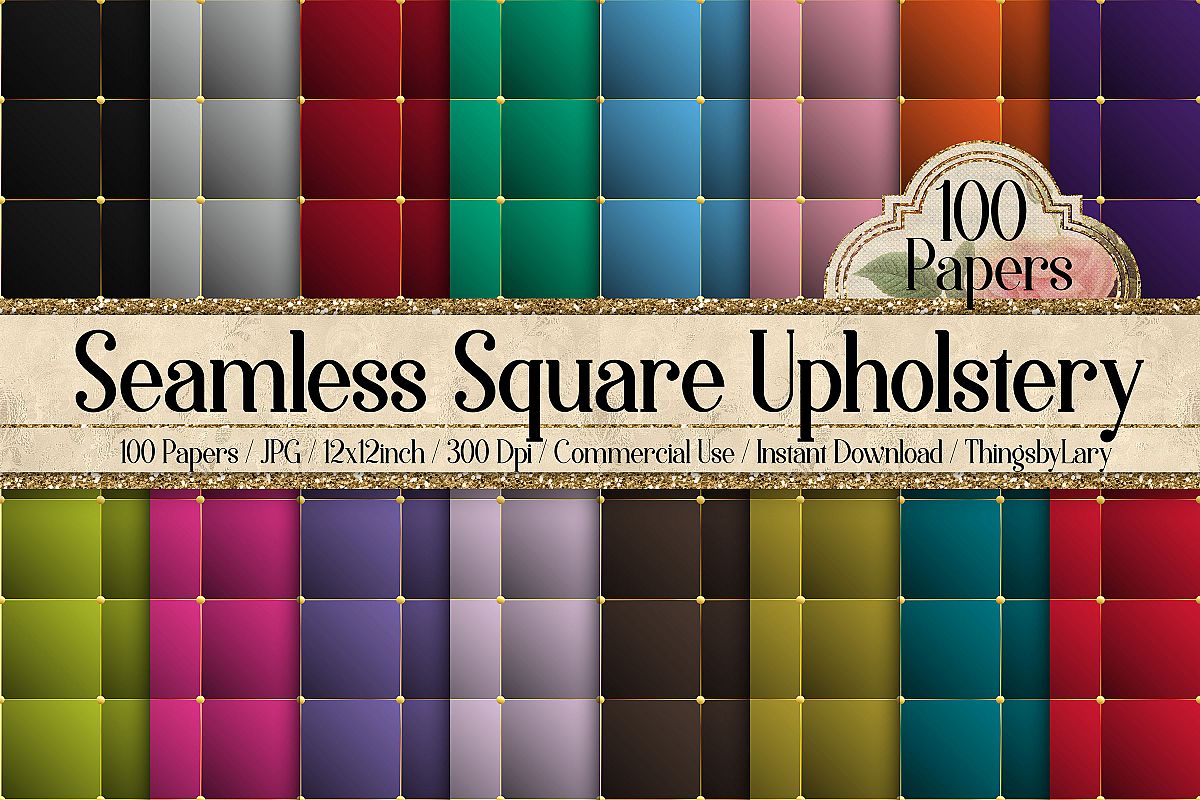 100 Seamless Square Upholstery Quilt Leather Digital Papers example image 1