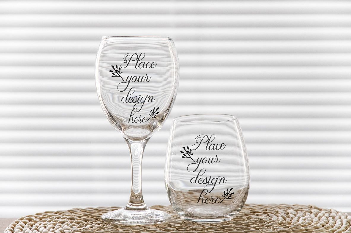 PSD stemless and wine glass mockup 2 wineglasses mockups example image 1