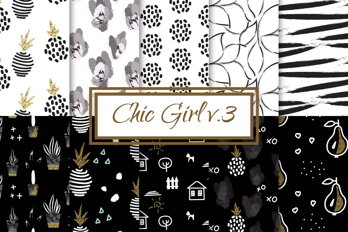 Chic Girl v3. - seamless patterns example image 1
