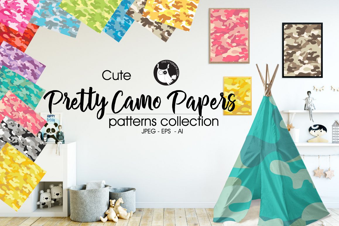 PRETTY-CAMO-PAPERS, digital papers example image 1