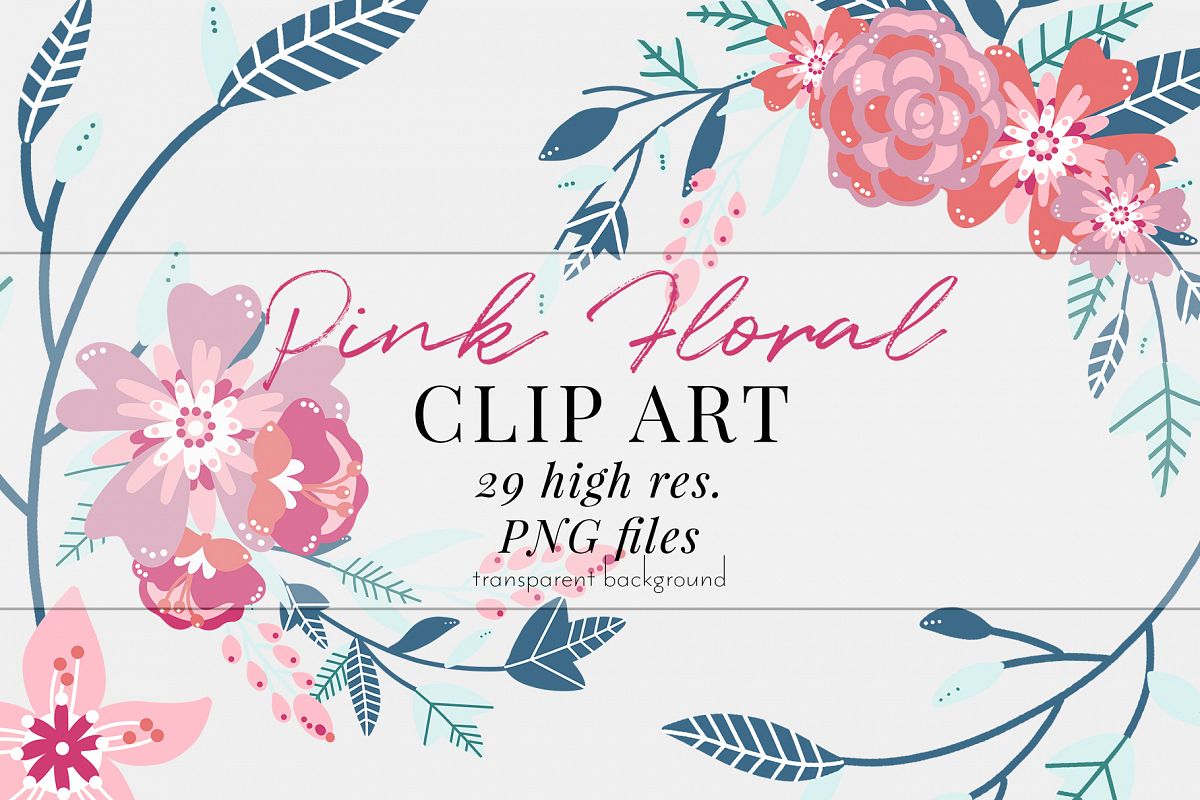 Pink Floral Clip Art, Pink Blush, Bouquets Scrapbooking, PNG example image 1
