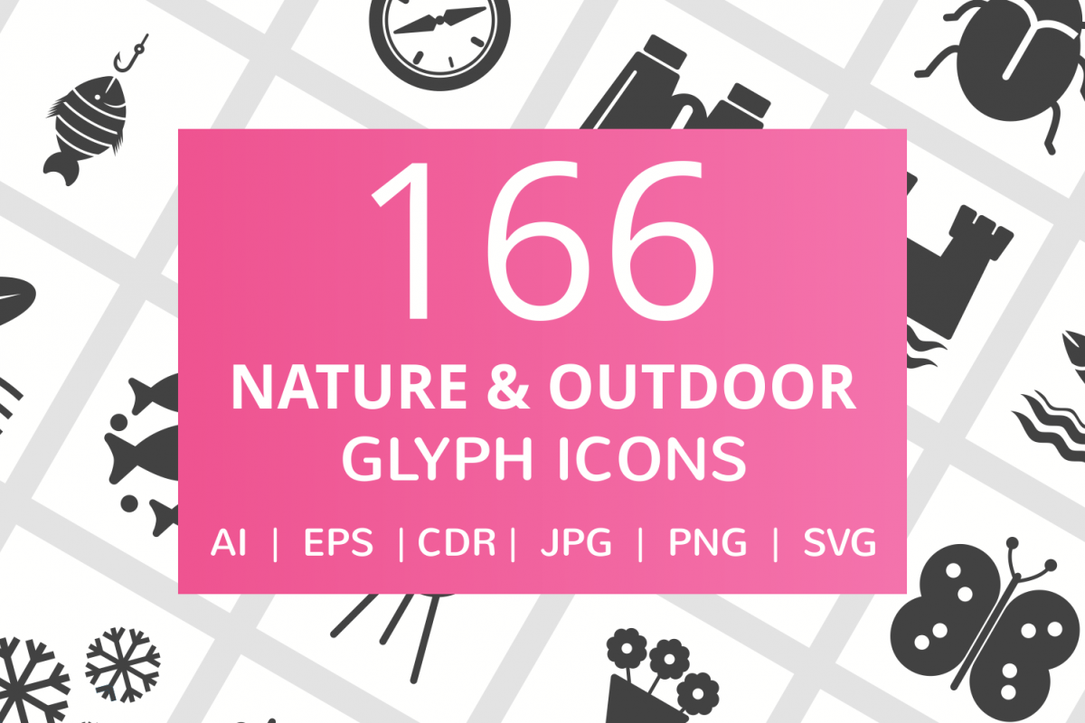 166 Nature & Outdoor Glyph Icons example image 1