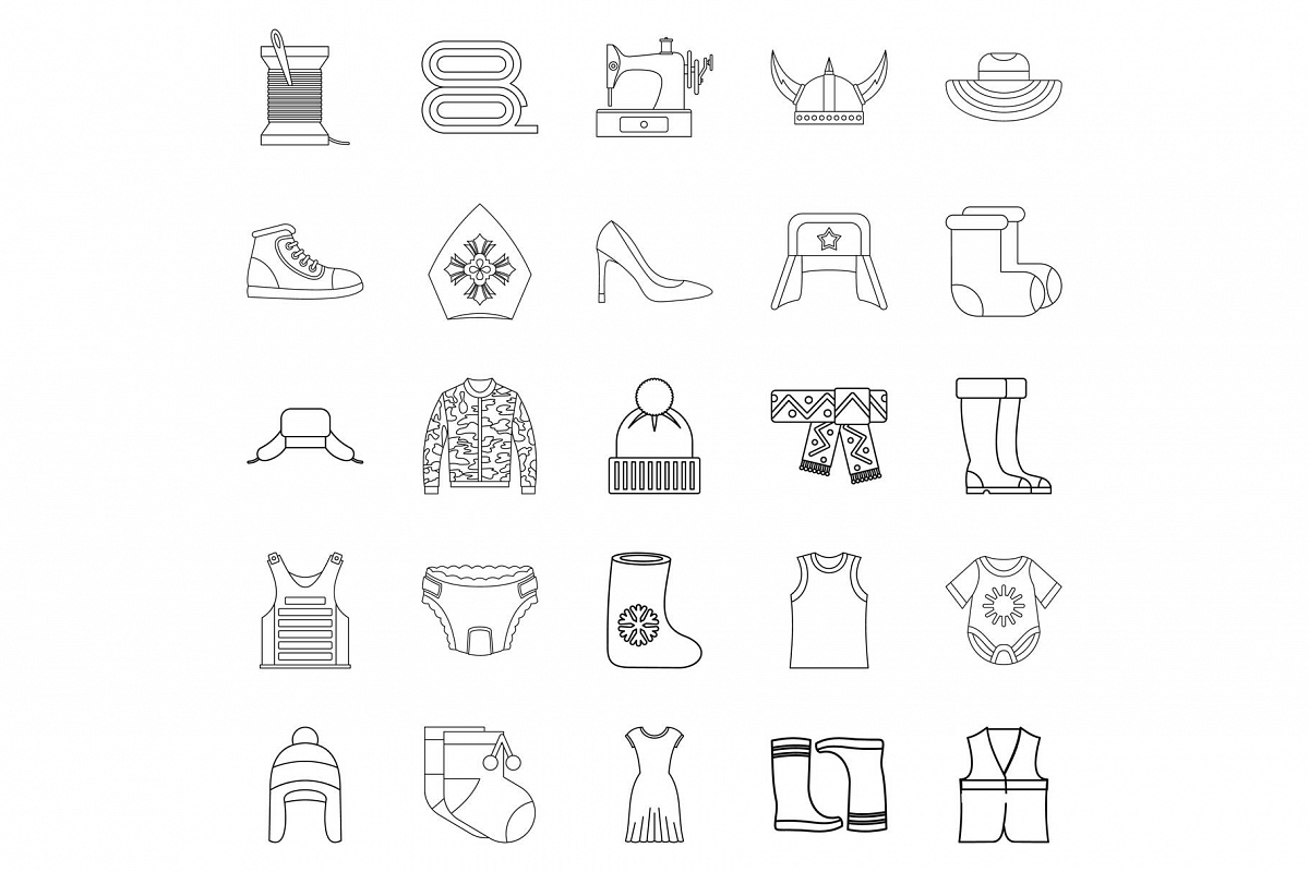 Needlework icons set, outline style example image 1