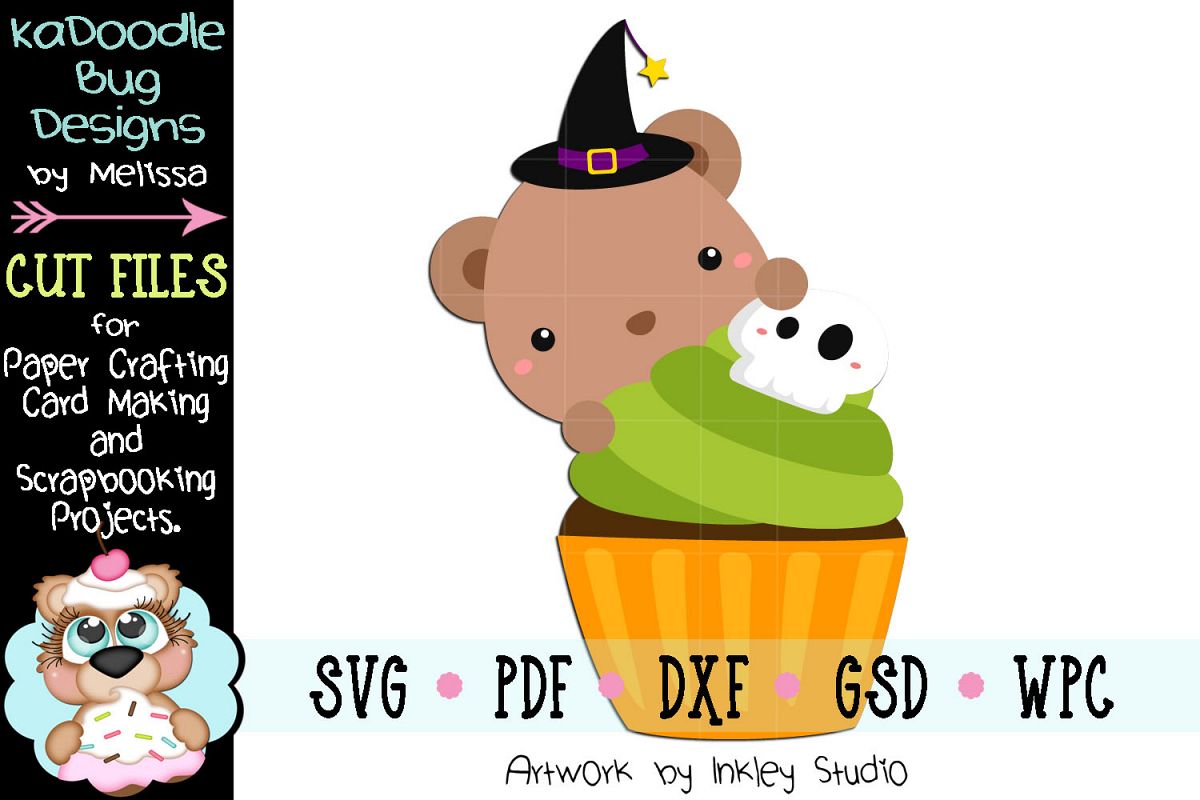 Halloween Cupcake Bear Cut File - SVG PDF DXF GSD WPC example image 1