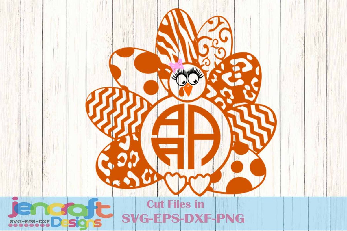 Download Turkey SVG - Patterned Girl Monogram Frame Thanksgiving SVG
