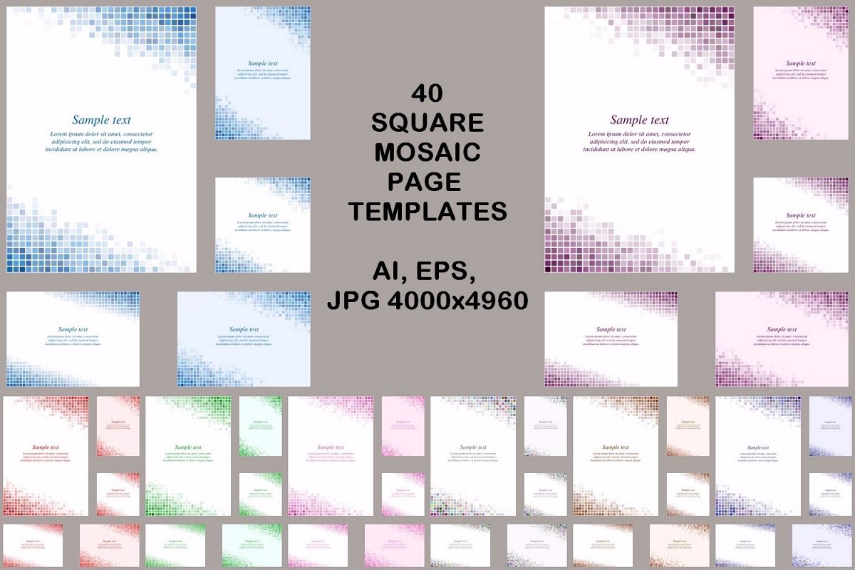 40 square mosaic page templates (AI, EPS, JPG 5000x5000) example image 1