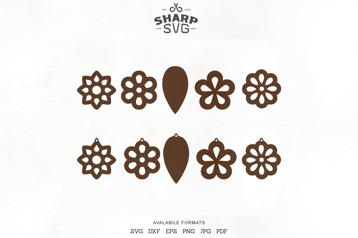 Download Flowers Leather Earrings SVG - Earrings Cutting Template