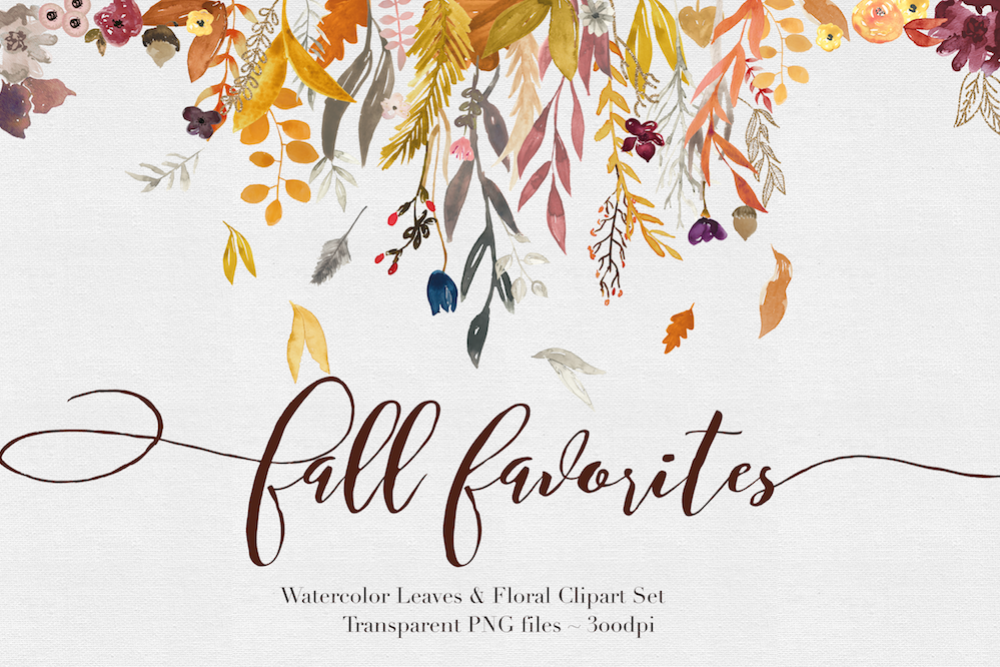 Fall Watercolor Clipart example image 1