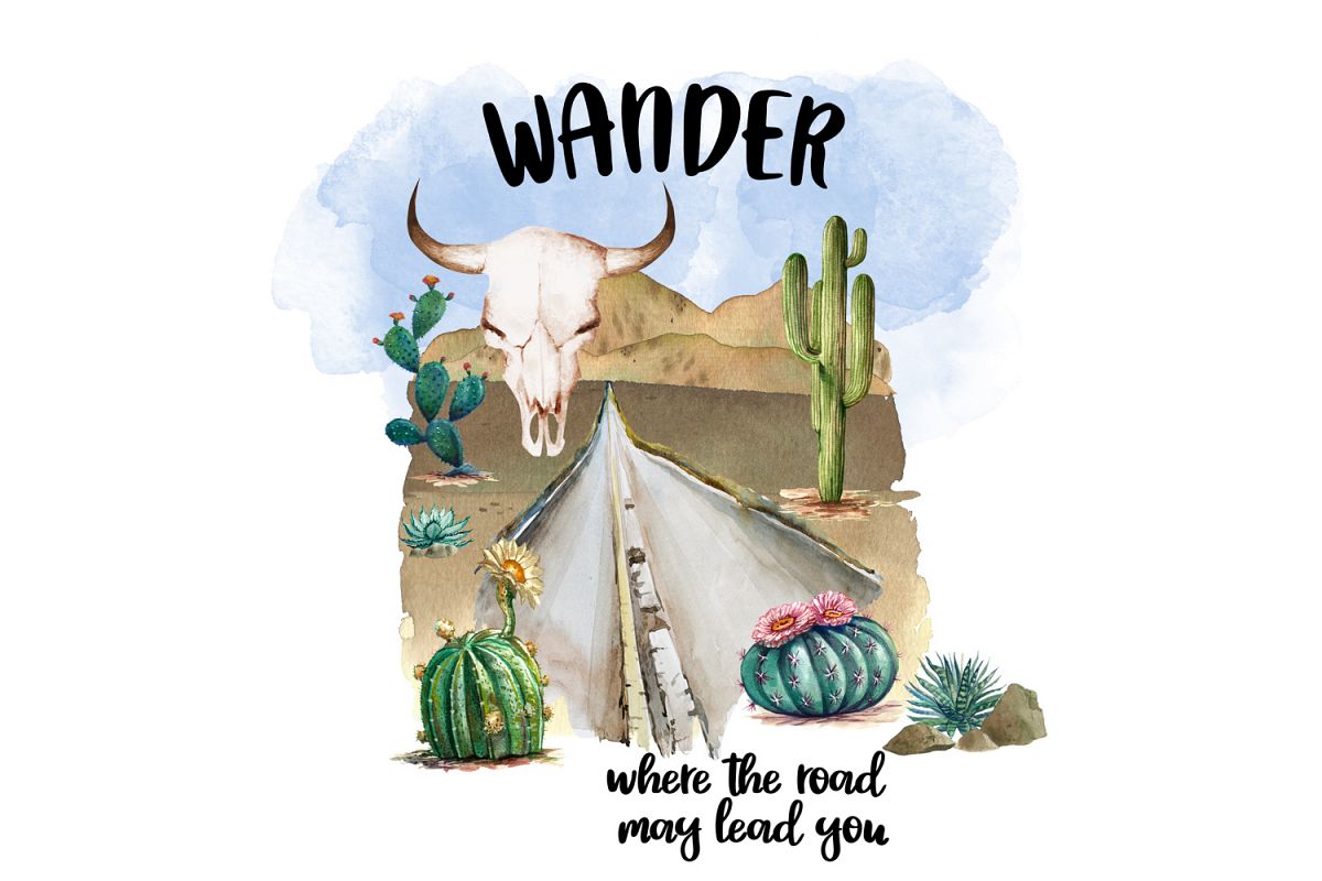 Wanderlust Watercolor Clipart example image 1