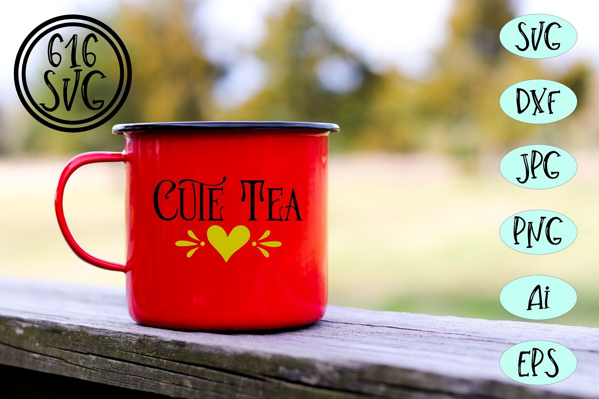 Cute tea SVG, DXF, Ai, PNG example image 1