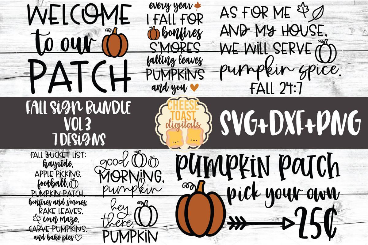 Fall Sign Bundle Vol 3 - Autumn SVG PNG DXF Cut Files example image 1