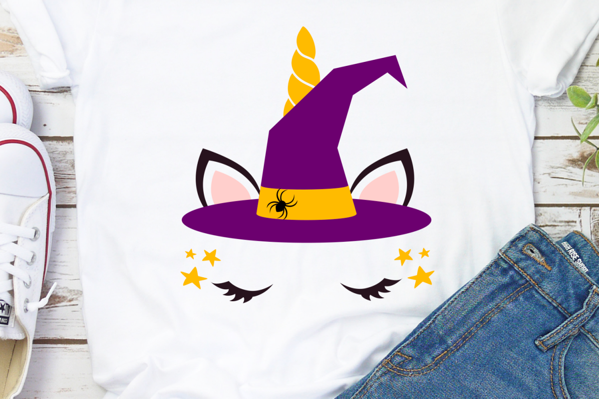 Witch Unicorn Svg, Girl Halloween Costume, Halloween Unicorn example image 1