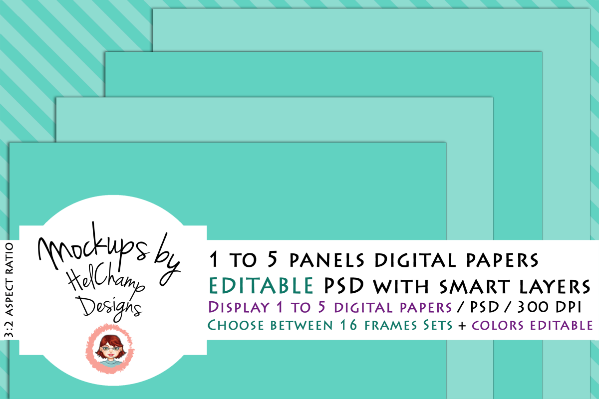 1 to 5 Panels Mockup for Digital Papers - M01 example image 1