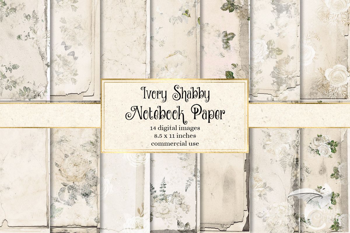 Ivory Shabby Notebook Paper example image 1