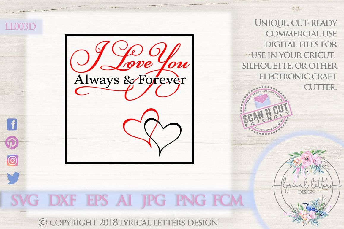 I love You Always and Forever Valentine's Day SVG DXF LL003D example image 1