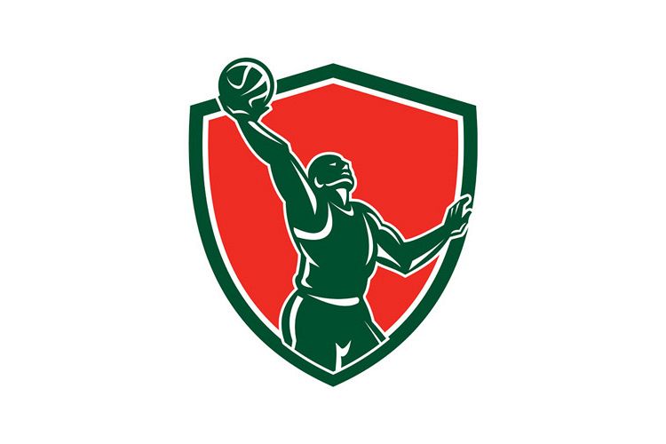 Basketball Player Rebounding Lay-Up Ball Shield example image 1