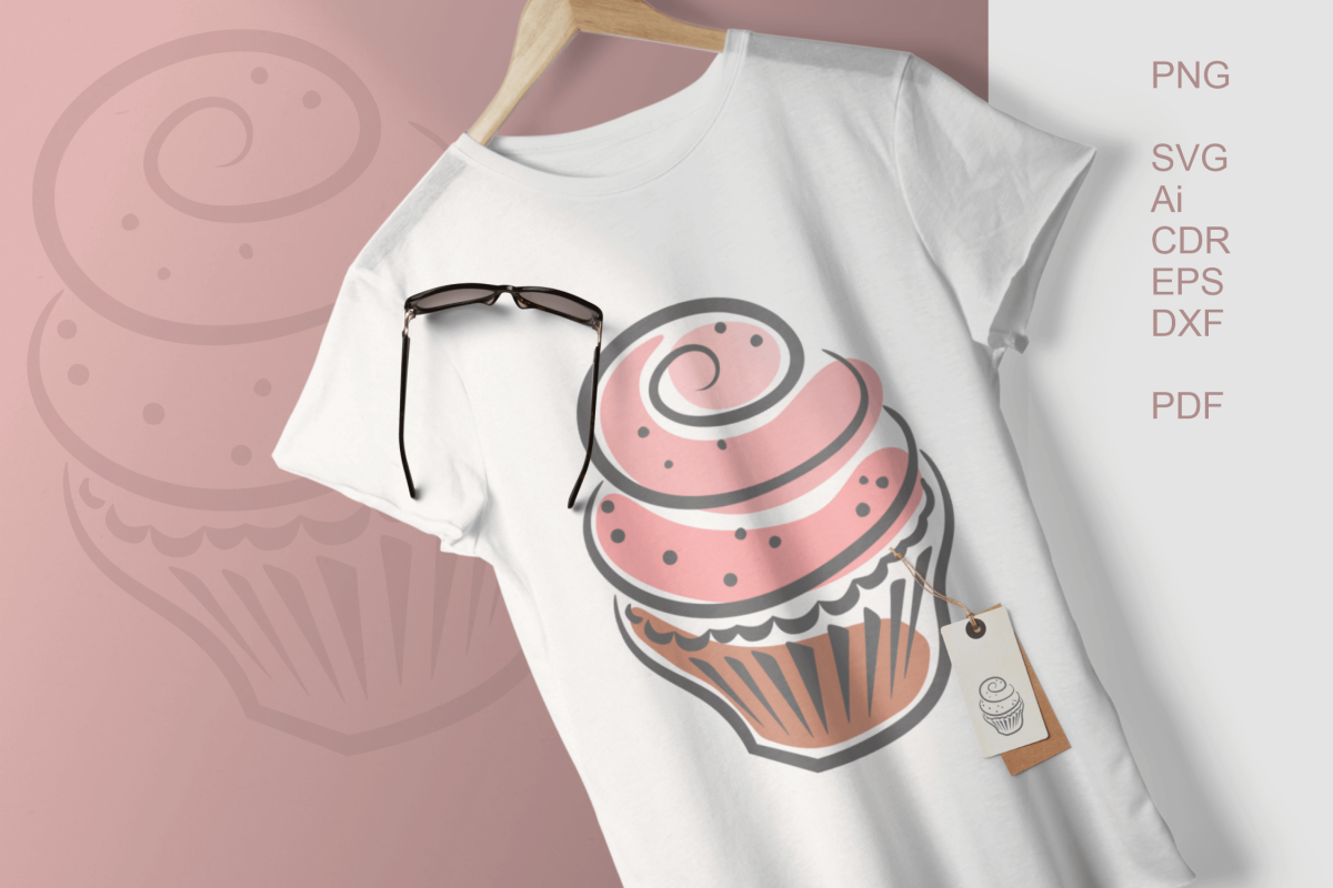 Cupcakes Clipart SVG PDF AI DXF for Crafts and Stationery example image 1