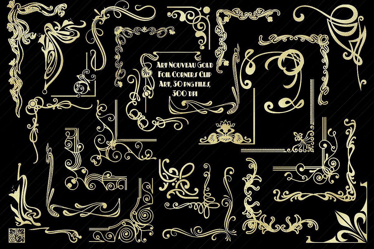 Art Nouveau Gold Foil Corners Clip Art example image 1