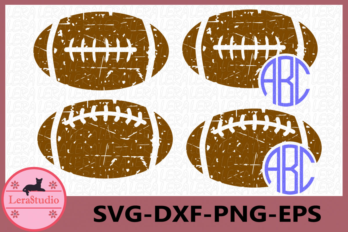 Football Grunge SVG, Football svg, Sport Ball Monogram svg example image 1