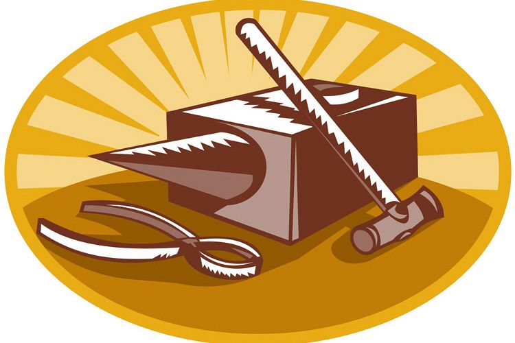 hammer pliers and anvil retro style example image 1