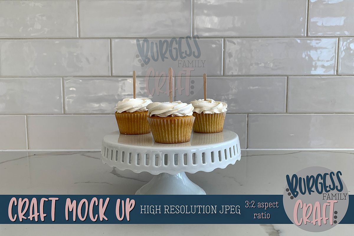 Cupcake topperwhite on white Craft mock up | High Res JPEG example image 1