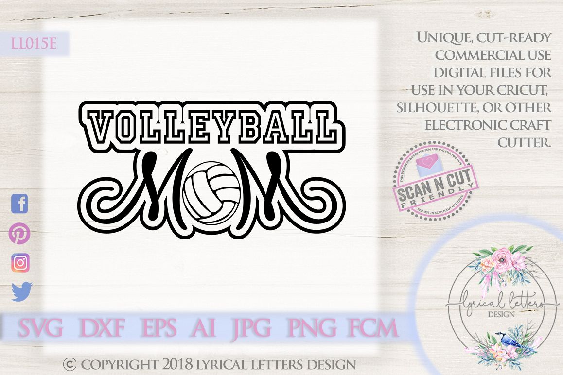 Volleyball Mom SVG DXF FCM Cut File LL015E example image 1