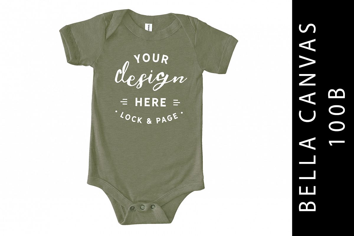 Baby Bella Canvas 100B Romper Mockup Suit Heather Stone example image 1