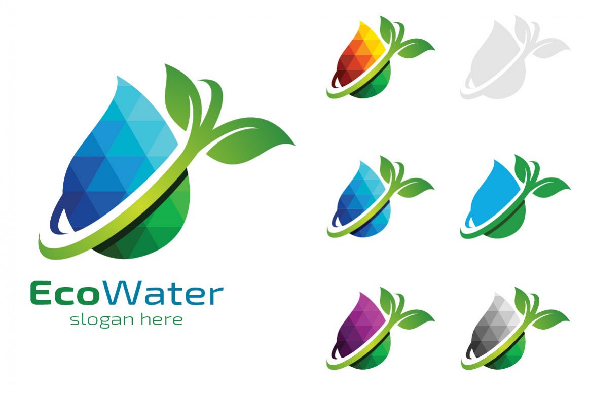 Water Drop Ecology logo template example image 1