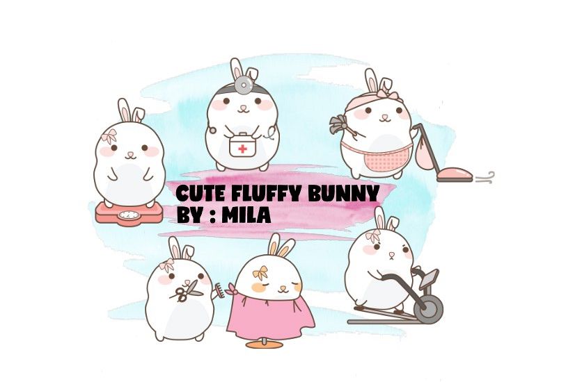 KAWAII BUNNY CLIPART BUNDLE PNG example image 1