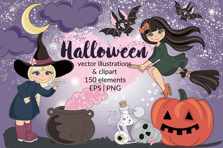 HALLOWEEN is a beautiful vector illustration & clip art set example image 1
