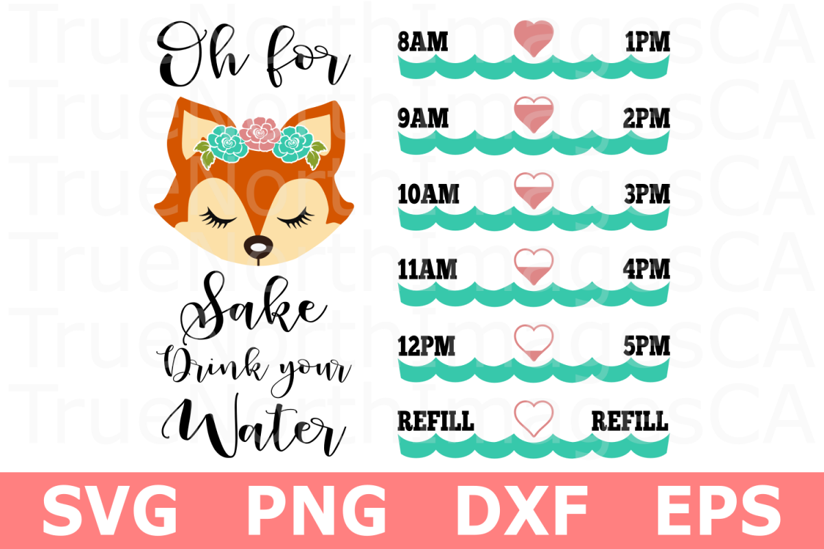Fox Sake - A Water Tracker SVG Cut File example image 1