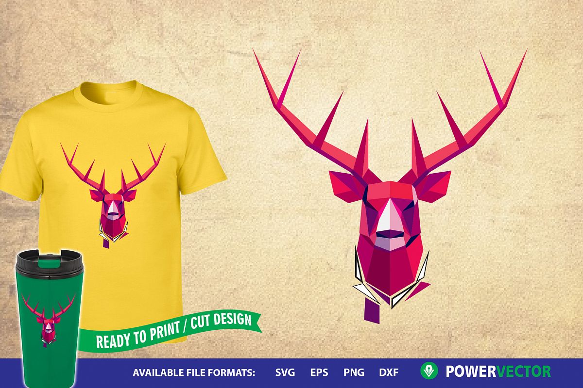 Deer Head Geometric Design example image 1