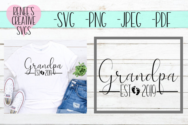 Grandpa Est 2019 | New Grandparents | SVG Cut File example image 1