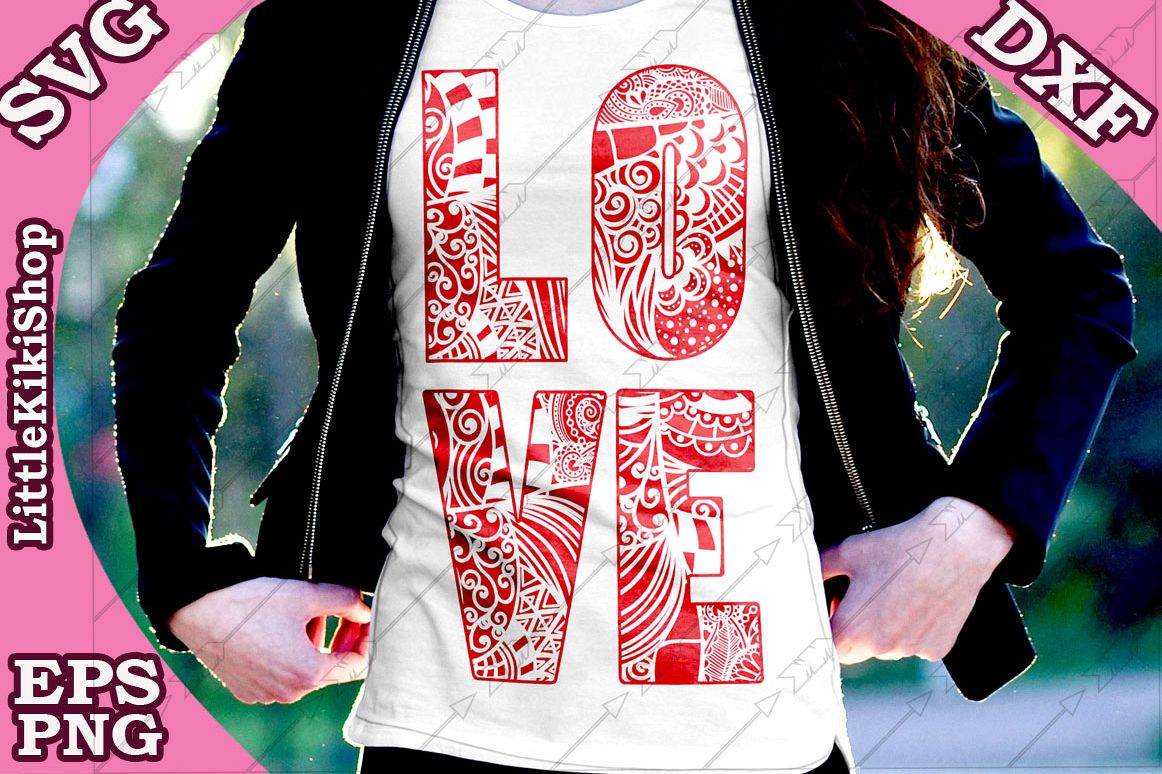 Love Svg,Love Cut Files,Mandala Love,Zentangle Love,Love Svg example image 1