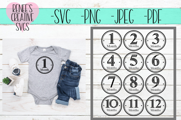 Baby Monthly Milestone Bundle |Monthly SVG | SVG Cut File example image 1
