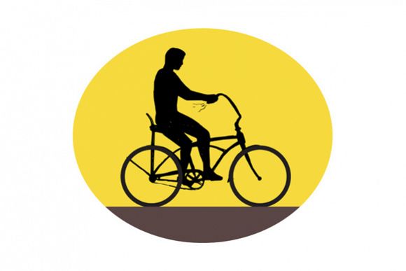 Man Riding Easy Rider Bicycle Silhouette Oval Retro example image 1