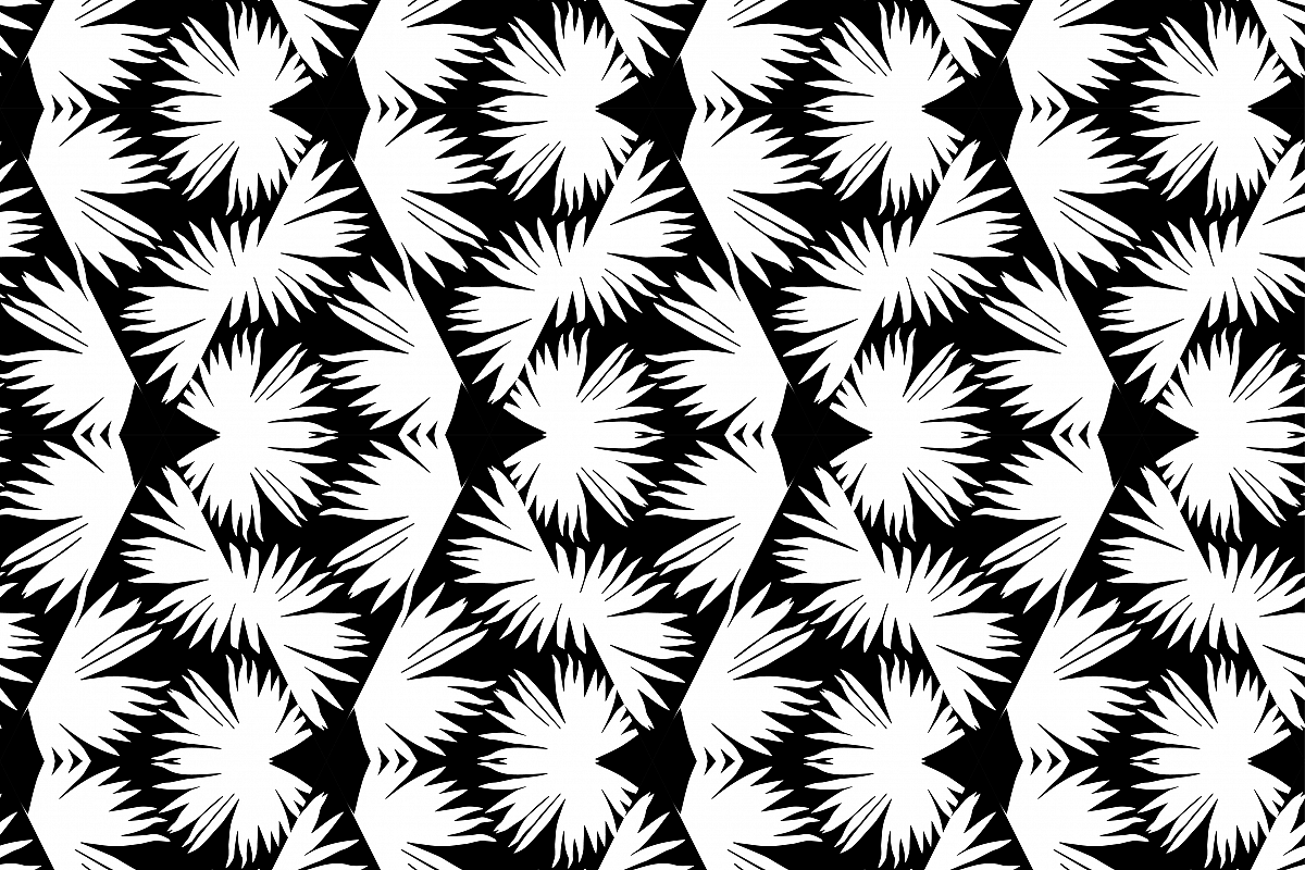 Seamless background with decorative leaves. Palm branch leaves in triangles. example image 1