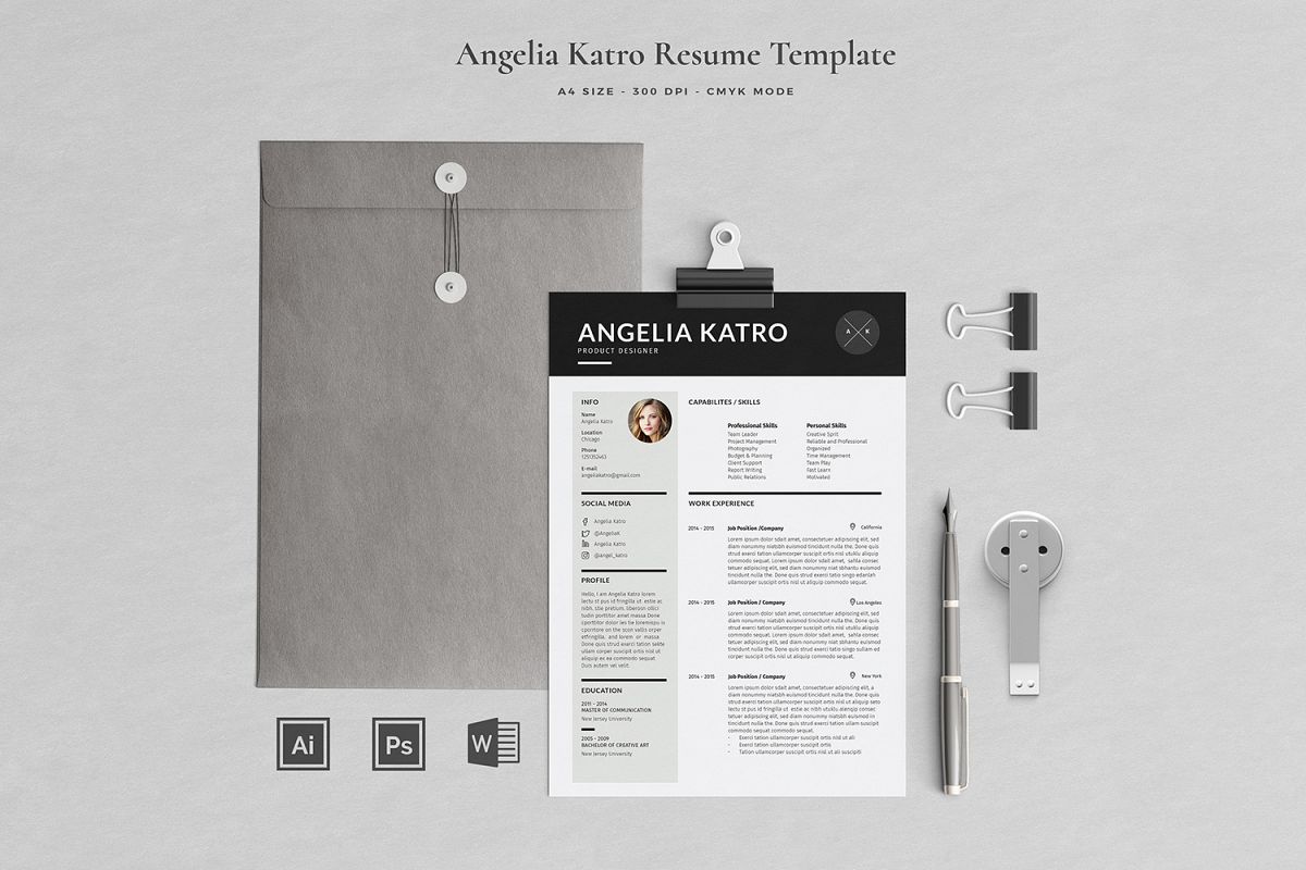 Angelia Resume with Cover Letter Professional Template example image 1