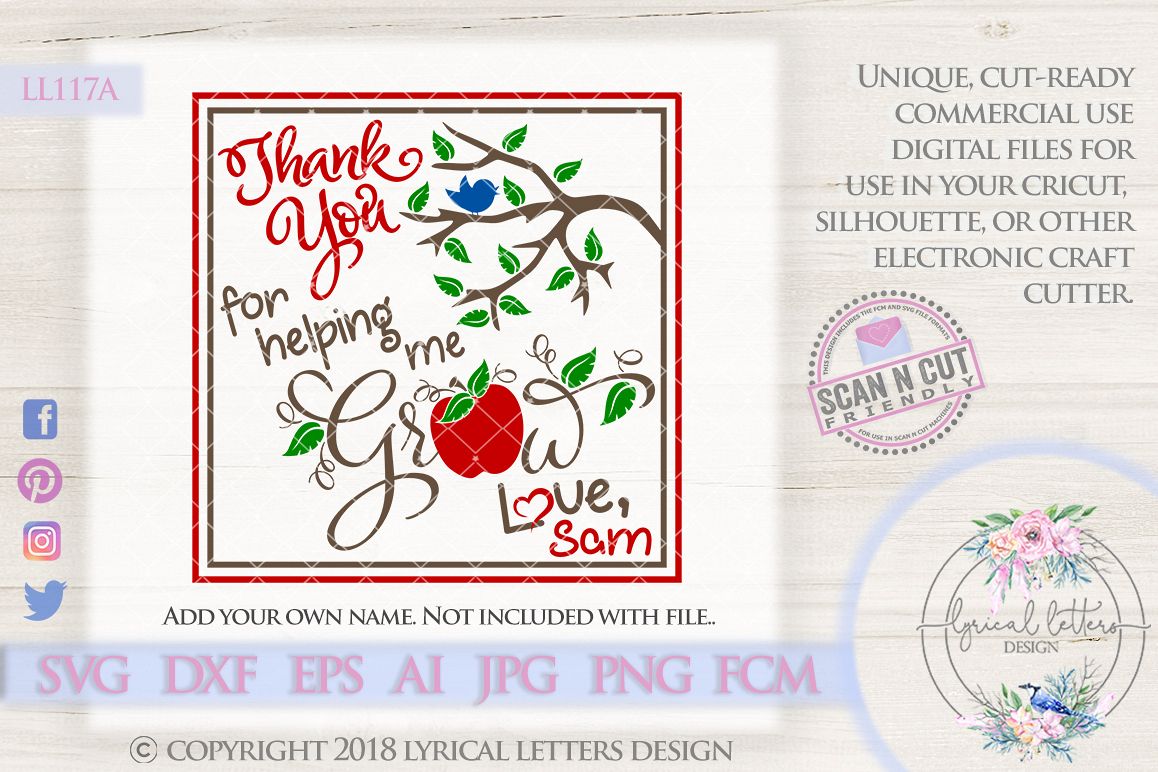 Thank You For Helping Me Grow SVG Cutting File LL117A example image 1
